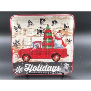 Robert Stanley Home Collection Square Christmas Truck Platter-8.5" Square
